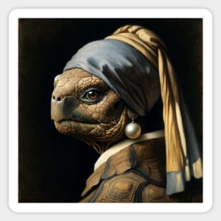 Wildlife Conservation - Pearl Earring Galapagos Tortoise Meme Sticker